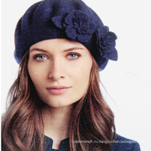 Женская дамы шерсть теплой ангоры зимние цветы осень-весна шапка шляпа берет (HW810)